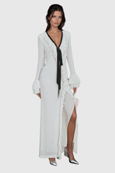 Aesara Fırfırlı Bağcıklı Maxi Elbise